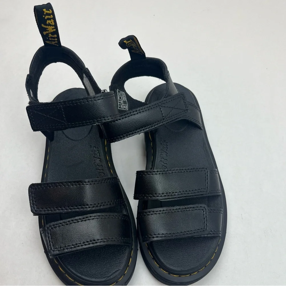 Dr. Martens Klaire J Black Leather Strap Sandals Kids Size‎ US 2 Children's NWOT